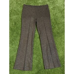 Vintage VTG Finesse Women's Brown Pants With Elastic Waist Herringbone Chevron